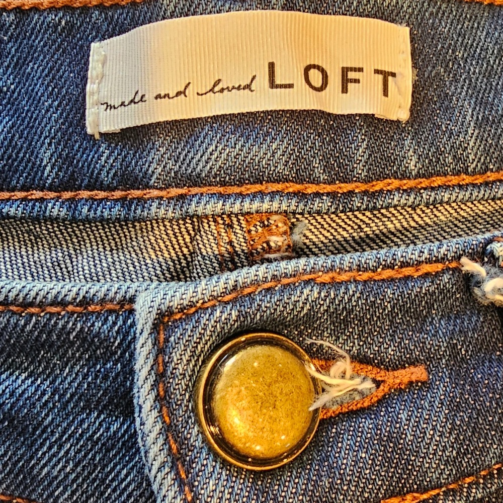 Loft The Super Flare High Rise Front Seam Wide Leg Blue Jeans 27/4 FA24 70445 - Picture 5 of 9